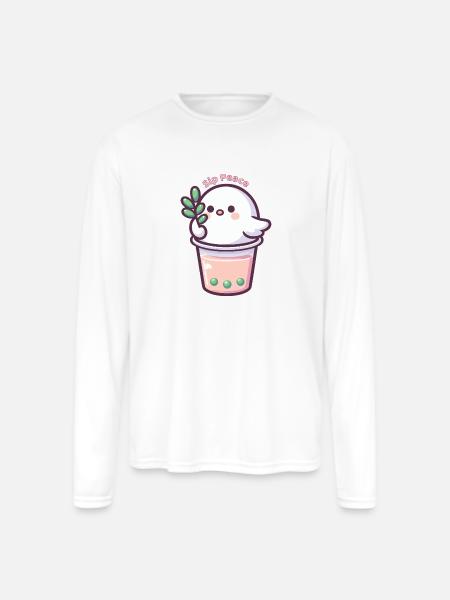 Sip Peace - Men's Moisture Wicking Performance Long Sleeve T-Shirt - white