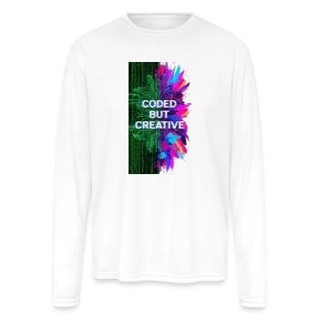 Coded But Creative - Men's Moisture Wicking Performance Long Sleeve T-Shirt - white - Front