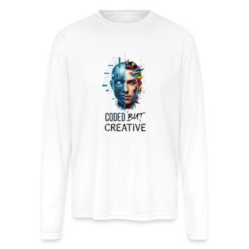 Coded but Creative - Men's Moisture Wicking Performance Long Sleeve T-Shirt - white - Front