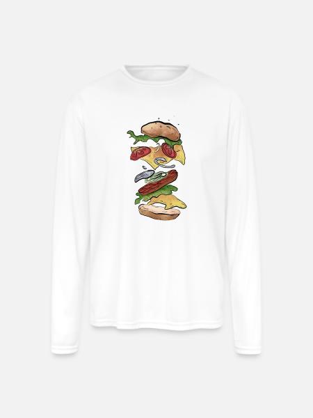 Burger - Men's Moisture Wicking Performance Long Sleeve T-Shirt - white