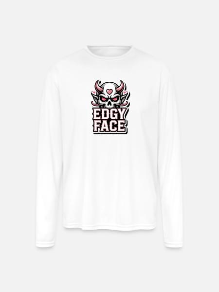 Edgy Face Skull - Men's Moisture Wicking Performance Long Sleeve T-Shirt - white