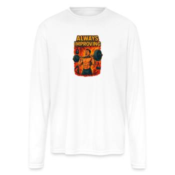 Always Improving – Gym Progress Mindset - Men's Moisture Wicking Performance Long Sleeve T-Shirt - white - Front