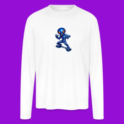 Angry Blue Alien - Men's Moisture Wicking Performance Long Sleeve T-Shirt
