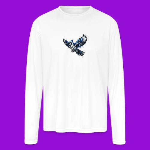 Silver Blue Jay in Flight - Men's Moisture Wicking Performance Long Sleeve T-Shirt