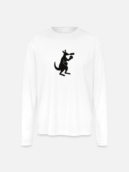 Kangaroo Sip Silhouette - Men's Moisture Wicking Performance Long Sleeve T-Shirt - white