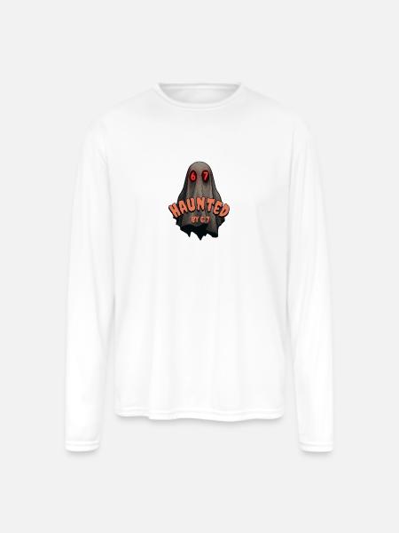 Haunted by 6/7 Ghost - Men's Moisture Wicking Performance Long Sleeve T-Shirt - white