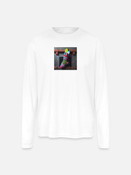 Naughty List Graffiti Sock - Men's Moisture Wicking Performance Long Sleeve T-Shirt - white