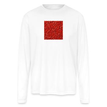 Red Capsule Pattern - Men's Moisture Wicking Performance Long Sleeve T-Shirt - white - Front