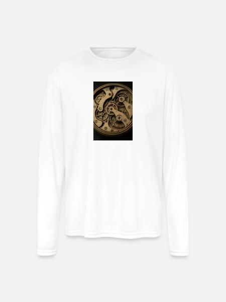 Bronze Clockwork Gears - Men's Moisture Wicking Performance Long Sleeve T-Shirt - white