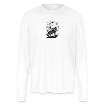 Lunar Wolf Howl - Men's Moisture Wicking Performance Long Sleeve T-Shirt - white - Front