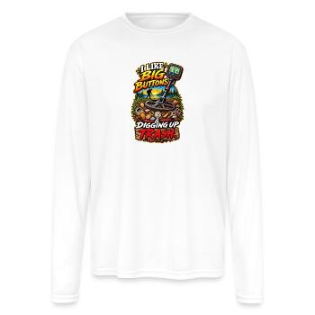 Metal Detecting Shirt | Funny Treasure Hunt Tee - Men's Moisture Wicking Performance Long Sleeve T-Shirt - white - Front