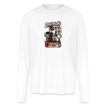 Funny Barista Shirt | Dialing In Espresso Tee - Men's Moisture Wicking Performance Long Sleeve T-Shirt - white - Front