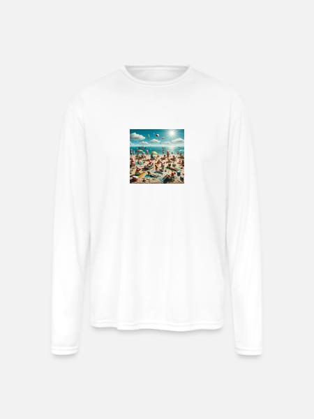 Pigs on the Beach - Men's Moisture Wicking Performance Long Sleeve T-Shirt - white