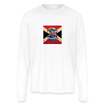 Trinidad Flag with 'Pan Lovers' - Men's Moisture Wicking Performance Long Sleeve T-Shirt - white - Front