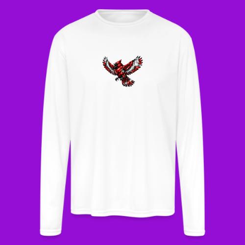 Silver Cardinal in Flight - Men's Moisture Wicking Performance Long Sleeve T-Shirt