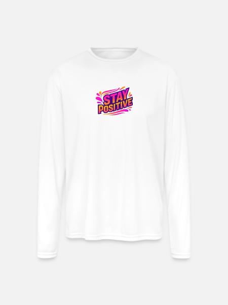 Stay Positive Neon Splash - Men's Moisture Wicking Performance Long Sleeve T-Shirt - white