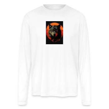 Crimson Moon Wolf - Men's Moisture Wicking Performance Long Sleeve T-Shirt - white - Front