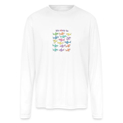 It’s Okay To – Cute Pastel Shark - Men's Moisture Wicking Performance Long Sleeve T-Shirt