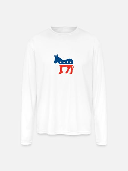 Democrat Logo - Men's Moisture Wicking Performance Long Sleeve T-Shirt - white