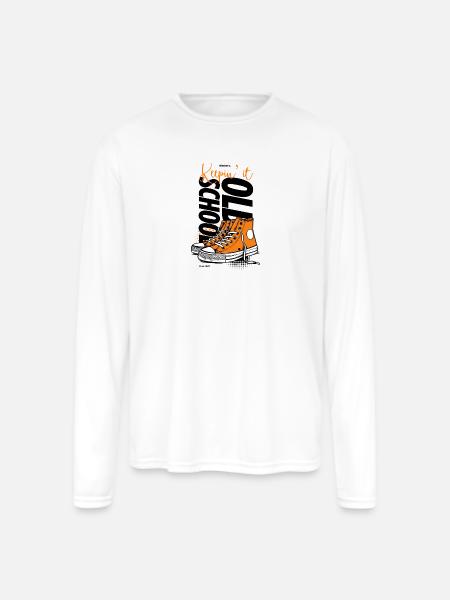 Vibrant Orange Sneakers Illustration - Men's Moisture Wicking Performance Long Sleeve T-Shirt - white