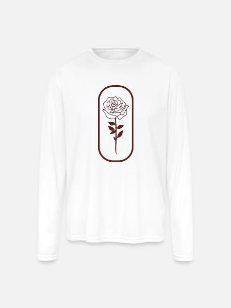 Red rose - Men's Moisture Wicking Performance Long Sleeve T-Shirt - white