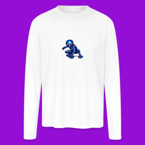 Blue Alien Crouch - Men's Moisture Wicking Performance Long Sleeve T-Shirt
