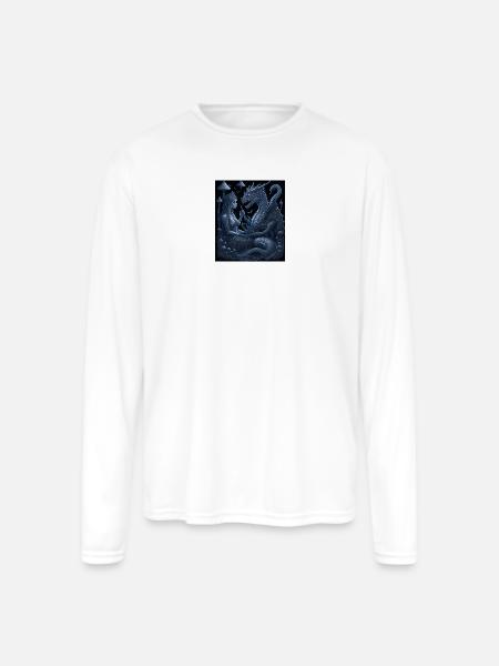 Moonlit Dragon Guardian - Men's Moisture Wicking Performance Long Sleeve T-Shirt - white