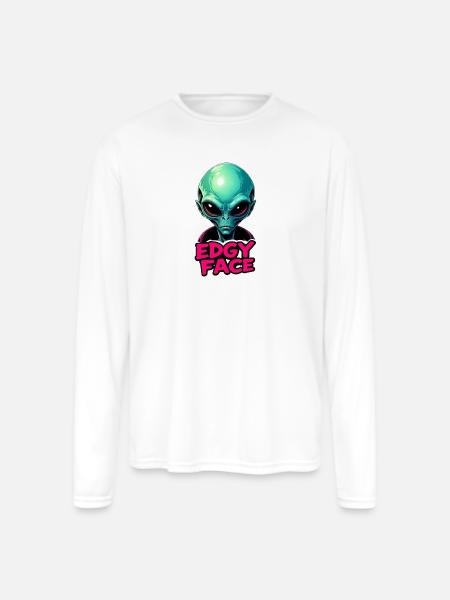 Edgy Face Martian - Men's Moisture Wicking Performance Long Sleeve T-Shirt - white