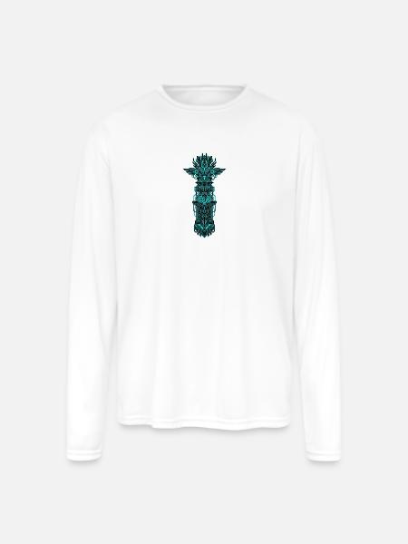 Neon Circuit Totem - Men's Moisture Wicking Performance Long Sleeve T-Shirt - white