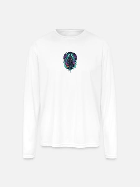 Moonlit Castle of Bats - Men's Moisture Wicking Performance Long Sleeve T-Shirt - white