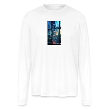 Neon Brain Spiral Science - Men's Moisture Wicking Performance Long Sleeve T-Shirt - white - Front