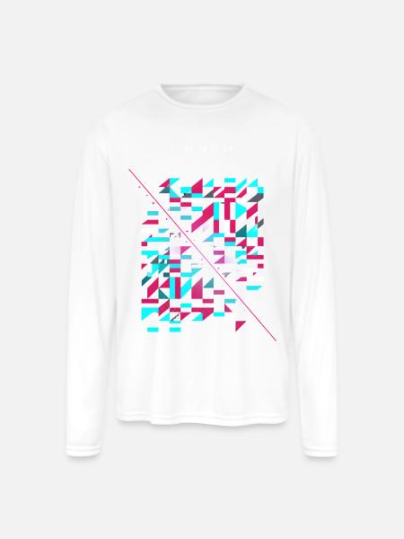 Neon Glitch Geomosaic - Men's Moisture Wicking Performance Long Sleeve T-Shirt - white