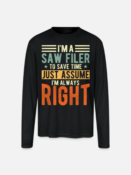 Saw Filer - Men's Moisture Wicking Performance Long Sleeve T-Shirt - black