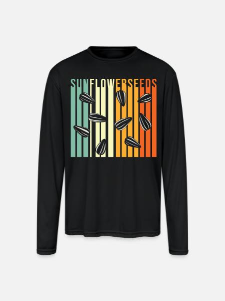 Sunflower Seeds - Men's Moisture Wicking Performance Long Sleeve T-Shirt - black