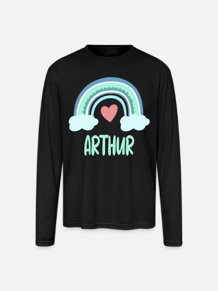 Arthur Name Rainbow Baby - Men's Moisture Wicking Performance Long Sleeve T-Shirt - black