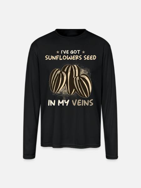 Sunflower Seeds - Men's Moisture Wicking Performance Long Sleeve T-Shirt - black