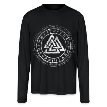 Valknut Vikings Celts Germanic knots runes - Men's Moisture Wicking Performance Long Sleeve T-Shirt - black - Front