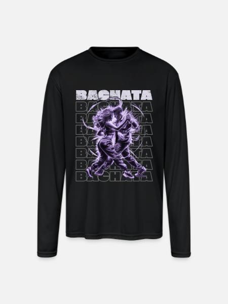 Sensual Latin Bachata Bachateros - Men's Moisture Wicking Performance Long Sleeve T-Shirt - black