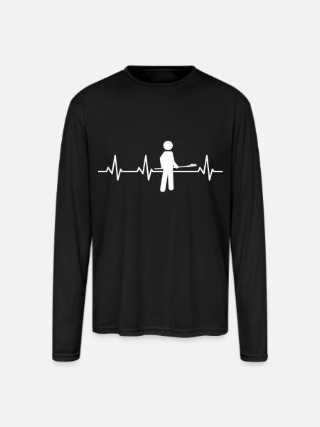 Baking Stickfigures Heartbeat - Men's Moisture Wicking Performance Long Sleeve T-Shirt - black