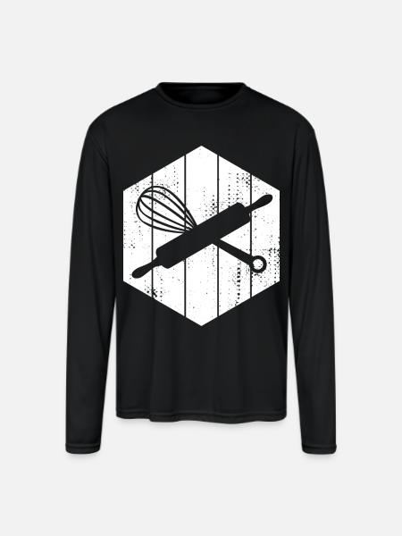 Rolling Pin Hand Mixer - Men's Moisture Wicking Performance Long Sleeve T-Shirt - black
