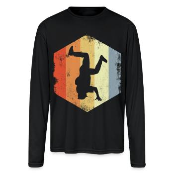Break Dancer Vintage Look - Men's Moisture Wicking Performance Long Sleeve T-Shirt - black - Front