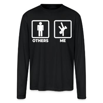Break Dancer Stickmen - Men's Moisture Wicking Performance Long Sleeve T-Shirt - black - Front