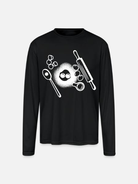Baking Ingredients Drawing - Men's Moisture Wicking Performance Long Sleeve T-Shirt - black