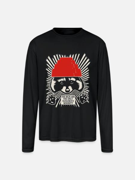 Raccoon DEVO Hat Poster – Bold Political Art Print - Men's Moisture Wicking Performance Long Sleeve T-Shirt - black