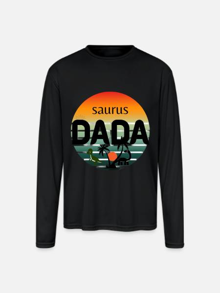 Prehistoric Dinosaur Sunset Design - Men's Moisture Wicking Performance Long Sleeve T-Shirt - black