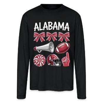 Alabama Football Game Day Coquette Bow - Men's Moisture Wicking Performance Long Sleeve T-Shirt - black - Front