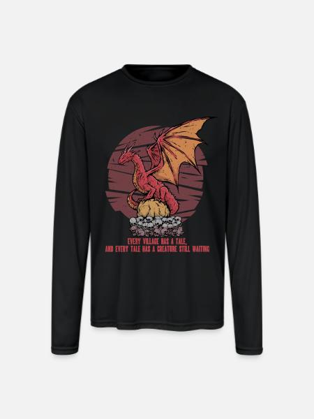 European Dragon Creature Mythological Creatures - Men's Moisture Wicking Performance Long Sleeve T-Shirt - black