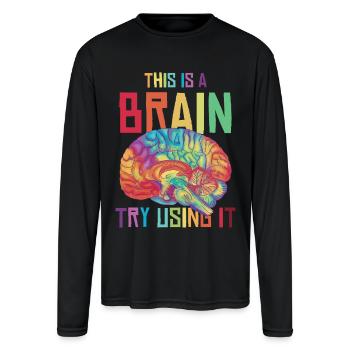 Psychedelic Brain Color Burst - Men's Moisture Wicking Performance Long Sleeve T-Shirt - black - Front