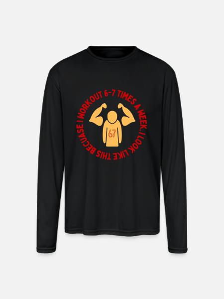 6-7 Workout Aura Powermaxxing - Men's Moisture Wicking Performance Long Sleeve T-Shirt - black