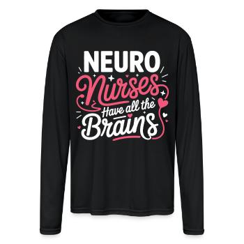 NeuroNurses Brains Tee - Men's Moisture Wicking Performance Long Sleeve T-Shirt - black - Front